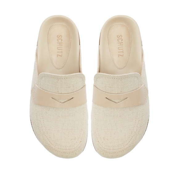 SCHUTZ Shoes - Schutz Ava Linen Flat Loafer Mule Womens Sandal Womens Size 11